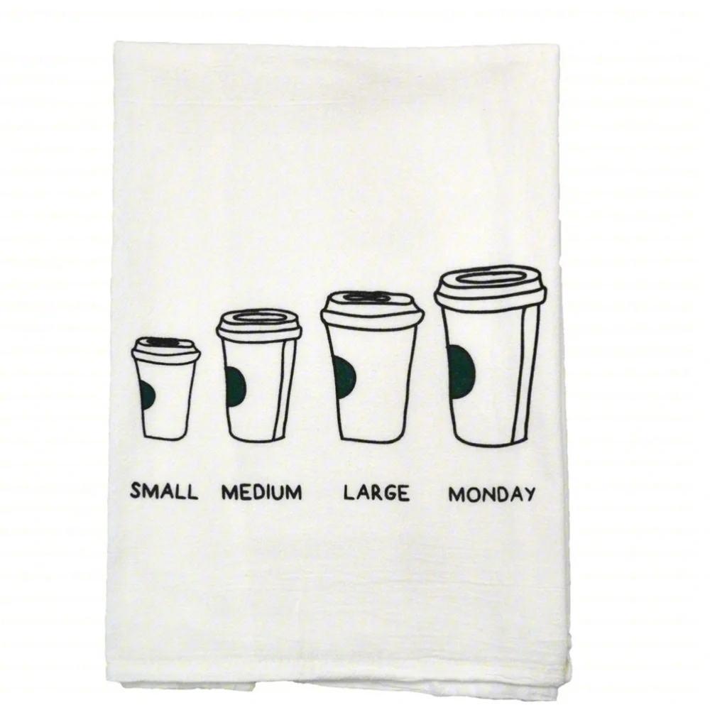 NWT White Coffee Cup Design‎ Kitchen flour sack Tea Towel